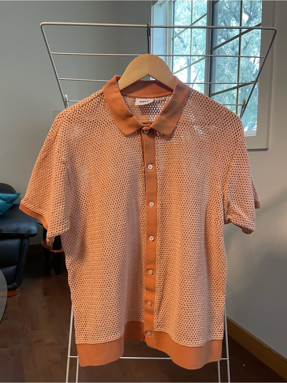 Obey Peach Short Sleeve Mesh Button-Up Polo - Picture 4 of 6